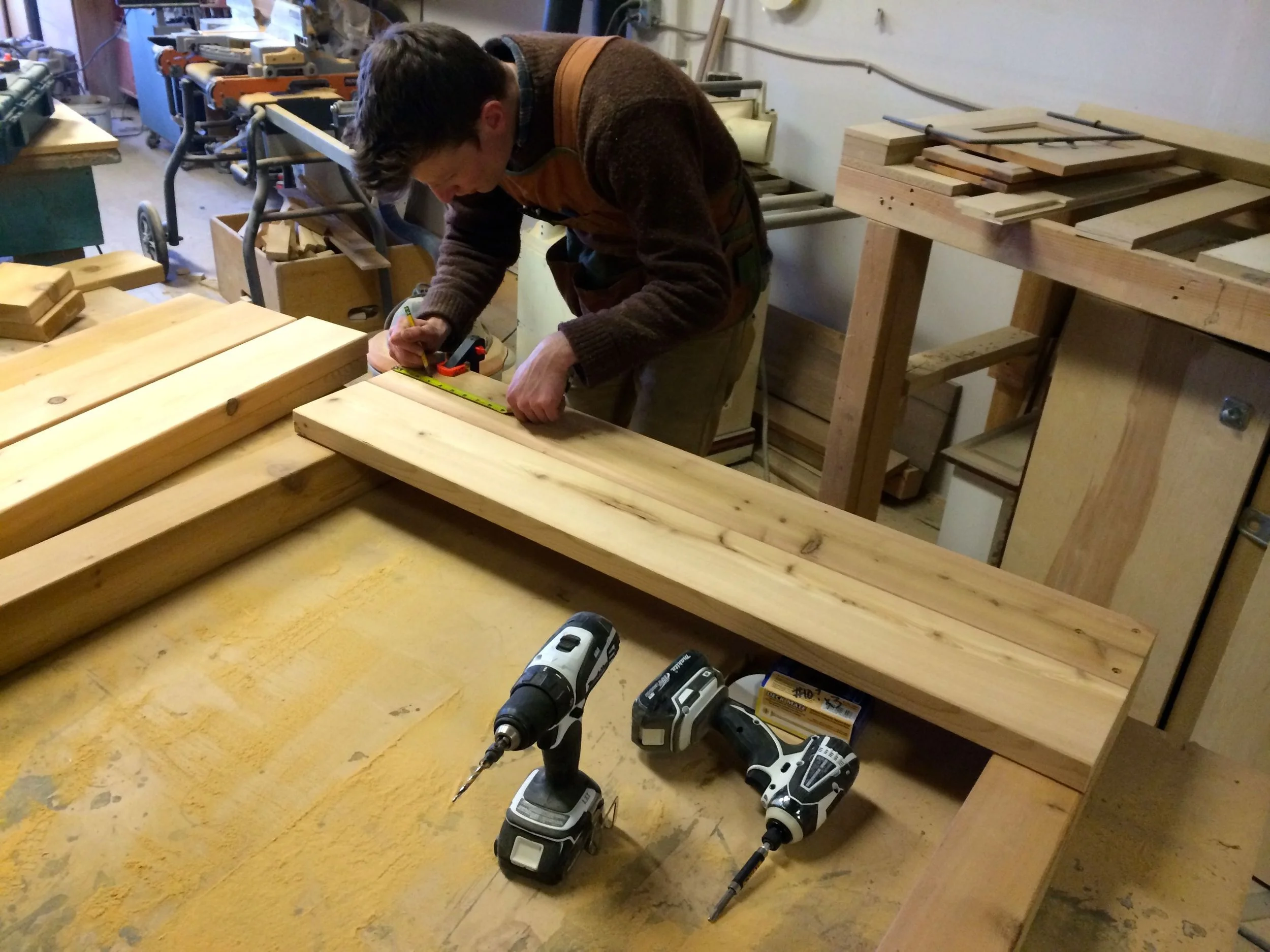 Working in the woodshop