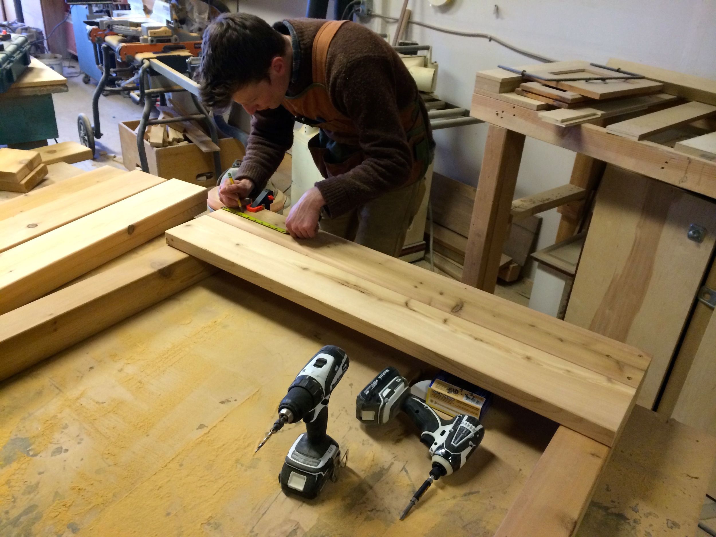 Preparing materials in the woodshop