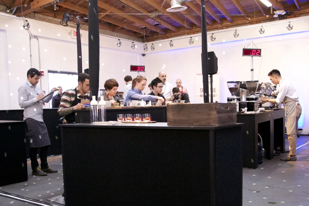 Frank of Copa Vida , Pasadena, preparing his signature beverage for the judges. 