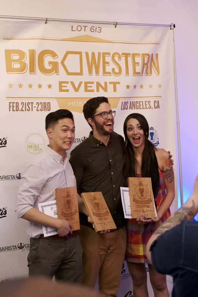 Our top 3 South West Barista Champions - Frank, Copa Vida - Charles, G&B Coffee - Eden Marie, Intelligentisa
