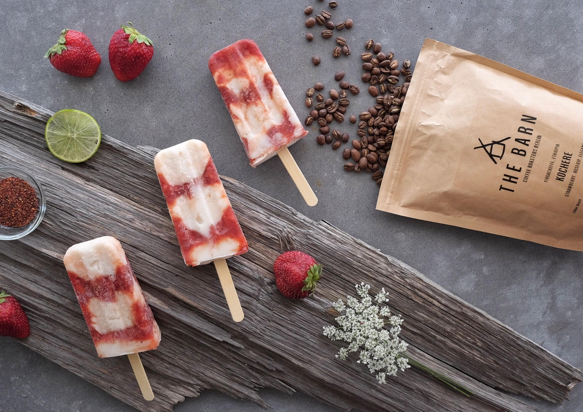 Strawberry, Coconut & Rose Hip Paletas