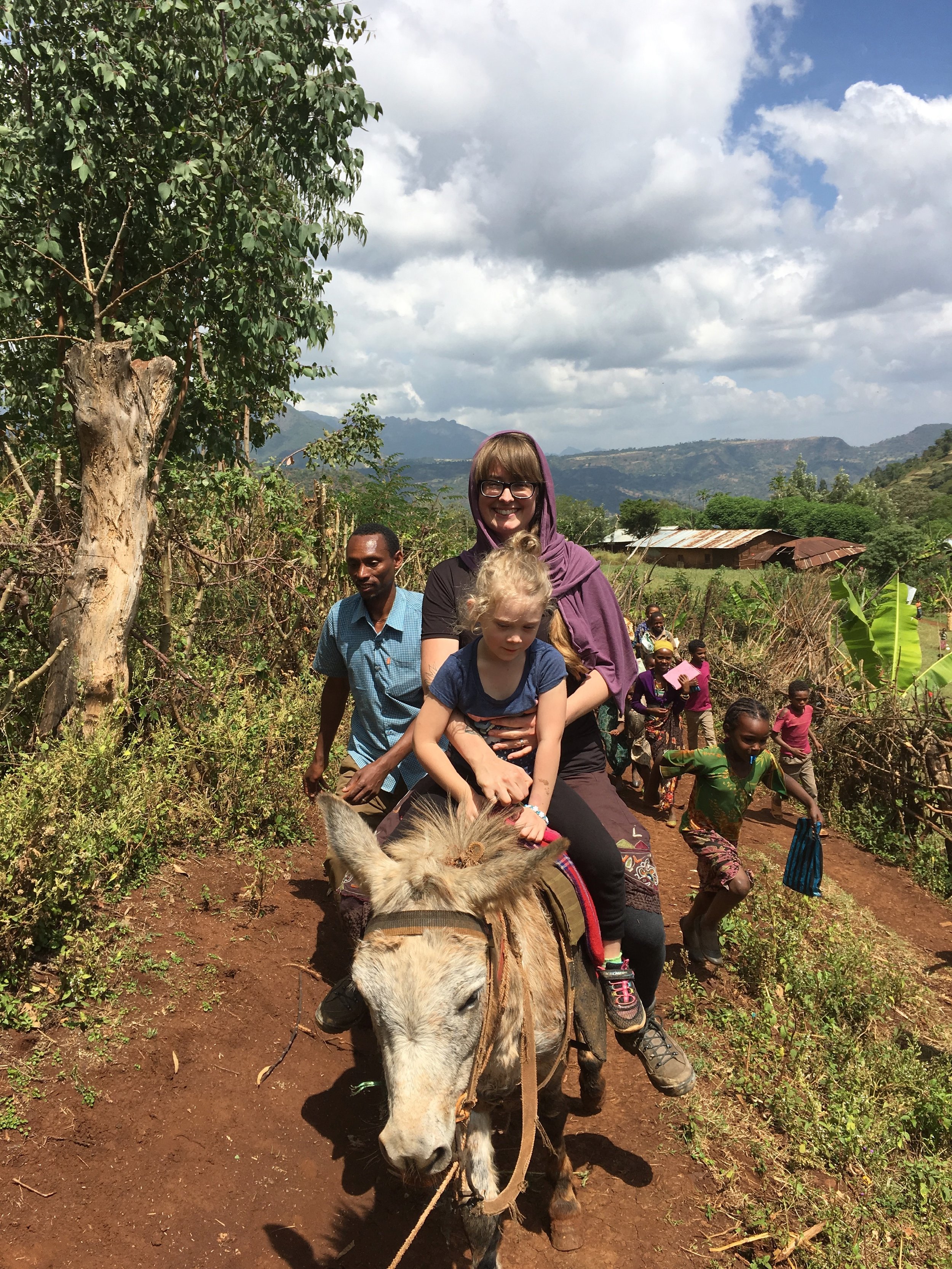 Harrar, Chancho Mt. Engule. Emily McIntyre & Eire with farmer Alme. 