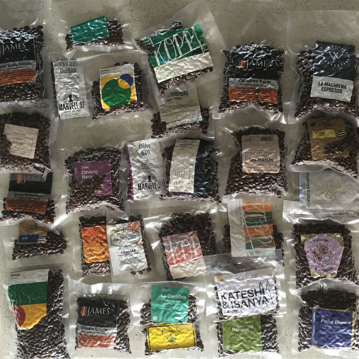 Vacuum sealed coffee for freezing. Photo courtesy of Michael Cameron