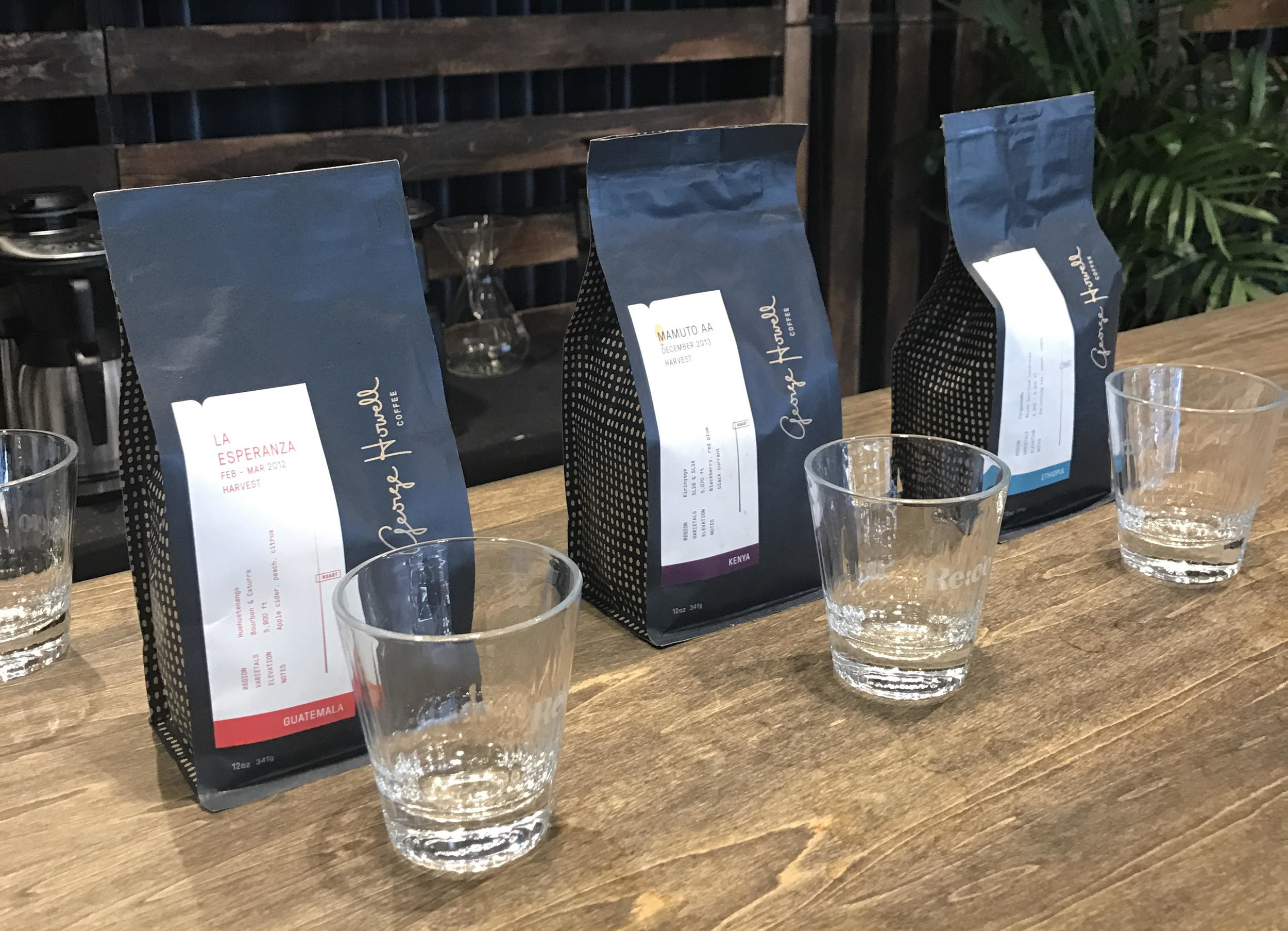 Sensory Experience at Re;co Symposium Seattle featuring a tasting of three vintage George Howell Coffees: 2012 Guatemala La Esperanza, 2013 Kenya Mamuto AA & 2012 Ethiopia Borboya
