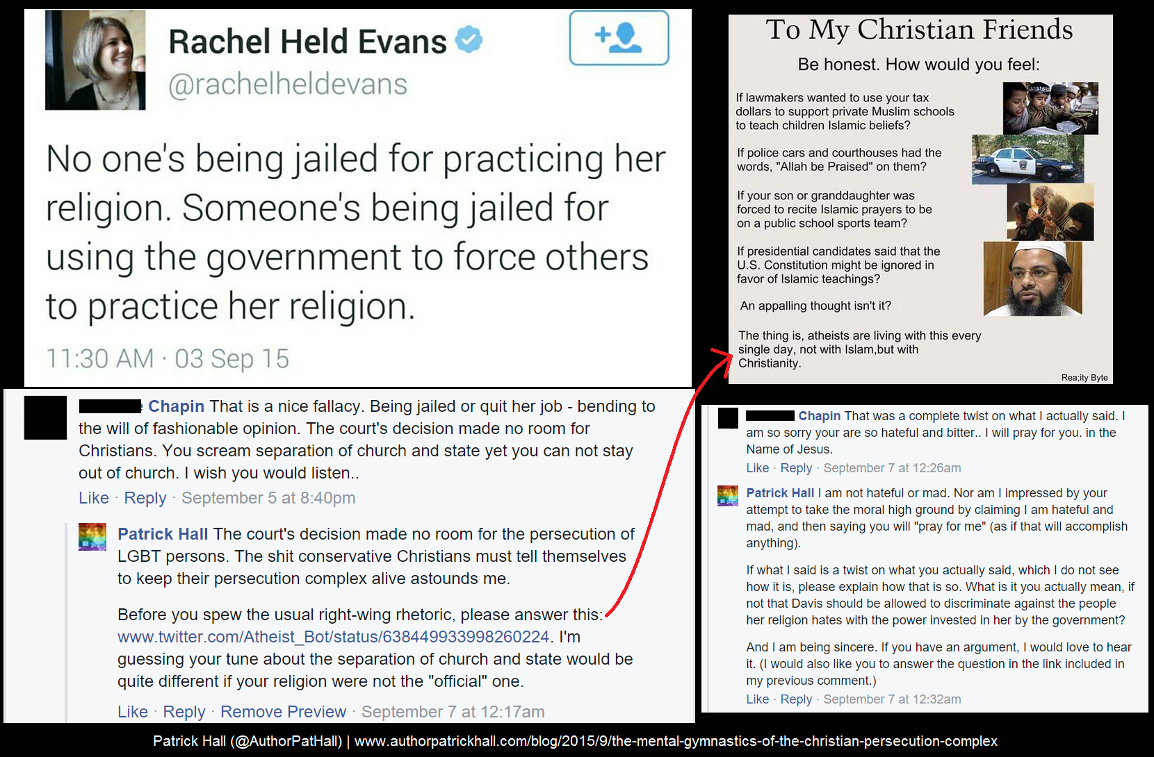 The conversation with the Kim Davis apologist.