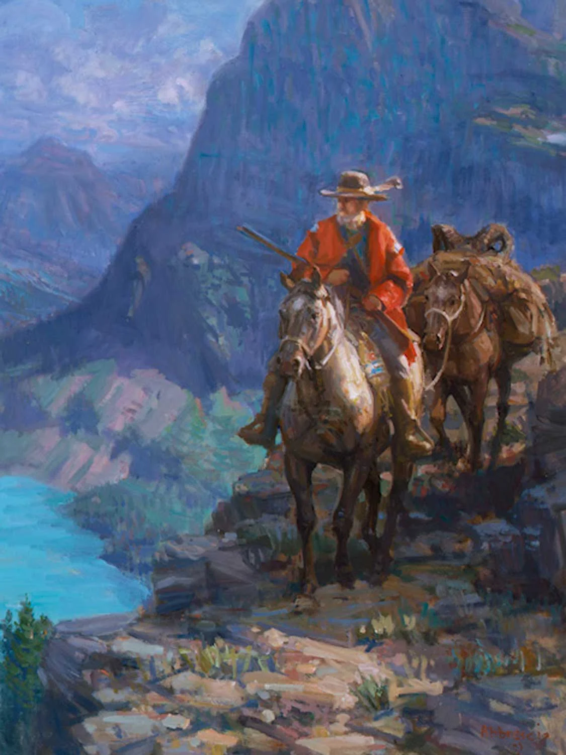 GNP Grinnell Lake Fur Traders Mountain Man by Joe Abbrescia