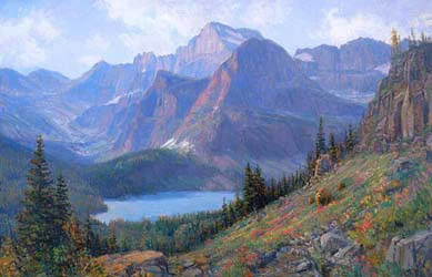 Glacier Park art Grizzly bears Grinnell Lake Mt Gould Angel Wing Salamander Glacier by Joe Abbrescia