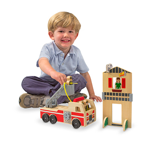 Melissa & Doug Whittle World Wooden Fire Rescue Set