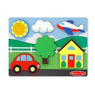 Melissa & Doug Chunky Puzzle Scene - Yellow House - 6 Pieces