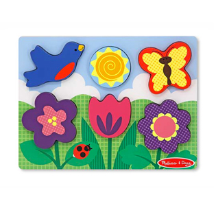 Melissa & Doug Chunky Puzzle Scene - Flower Garden Puzzle - 6 Pieces