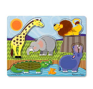 Melissa & Doug Zoo Animals Touch and Feel Puzzle - 5 Pieces