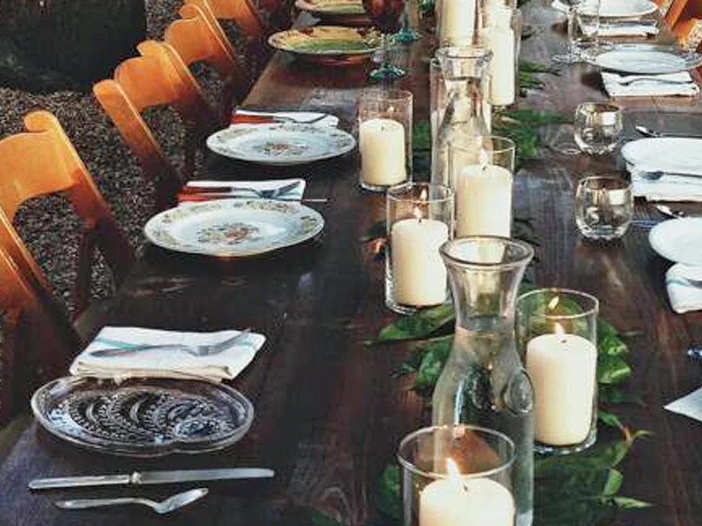 Delightfully mismatched personal place settings at Redbird Farm’s Nomadic Dinner.