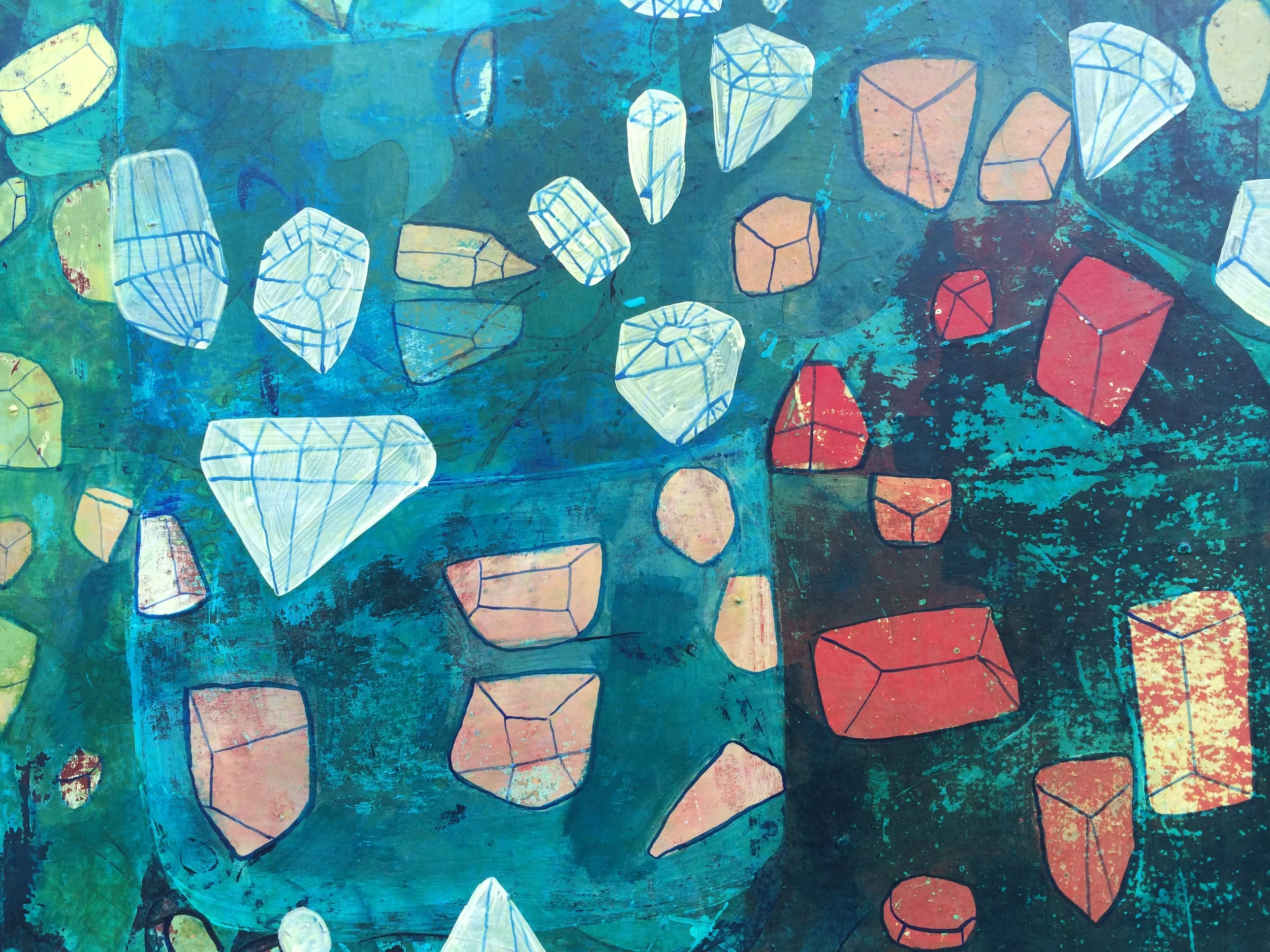 Caught in the Most Delicate of Rockfalls - 30x30 From Muscle Memory Showing at Hall | Spassov Gallery 319 3rd Ave S Seattle, Wa 98104 August 7-31, 2014.