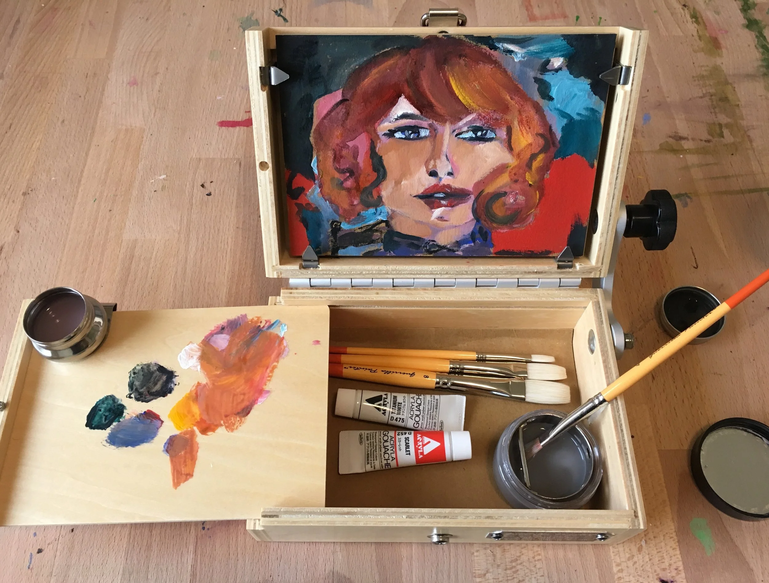 pochade box arrived, but i have yet to set foot outside the studio.......