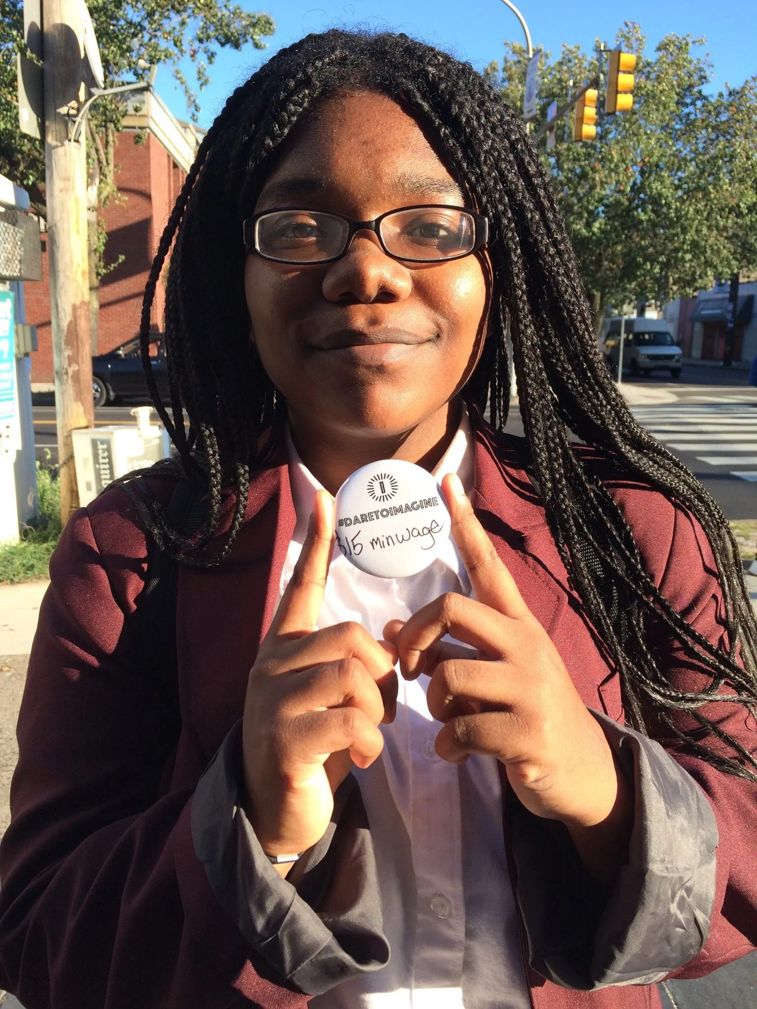 DareToImagine button maker at Germantown Imagination Station at Greene Street and Chelten Avenue. (Photo by Yolanda Wisher, October 2016)