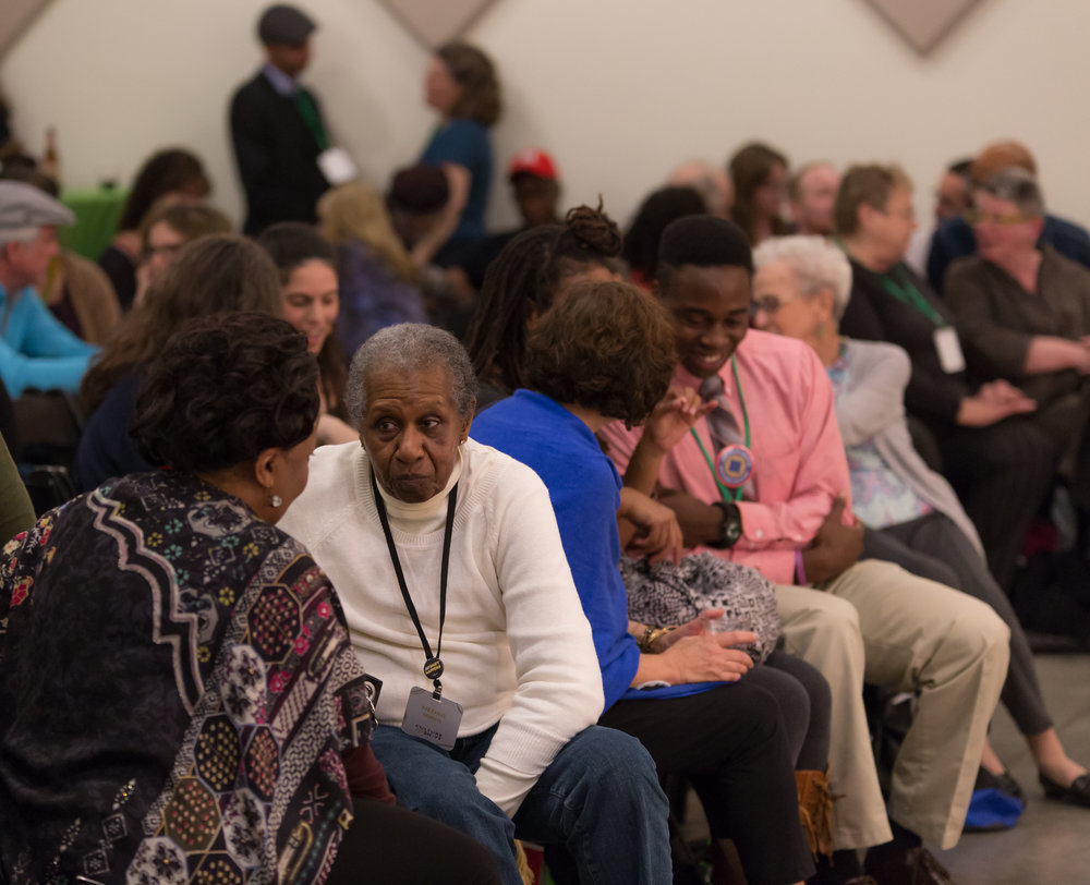 Attendees of CULTURE/SHIFT 2016 offer opening remarks to one another. Photo by Dan Brugere.