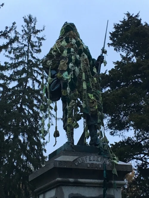Kudzu installation, Confederate cemetery, University of VA, Charlottesville, 17 November 2017