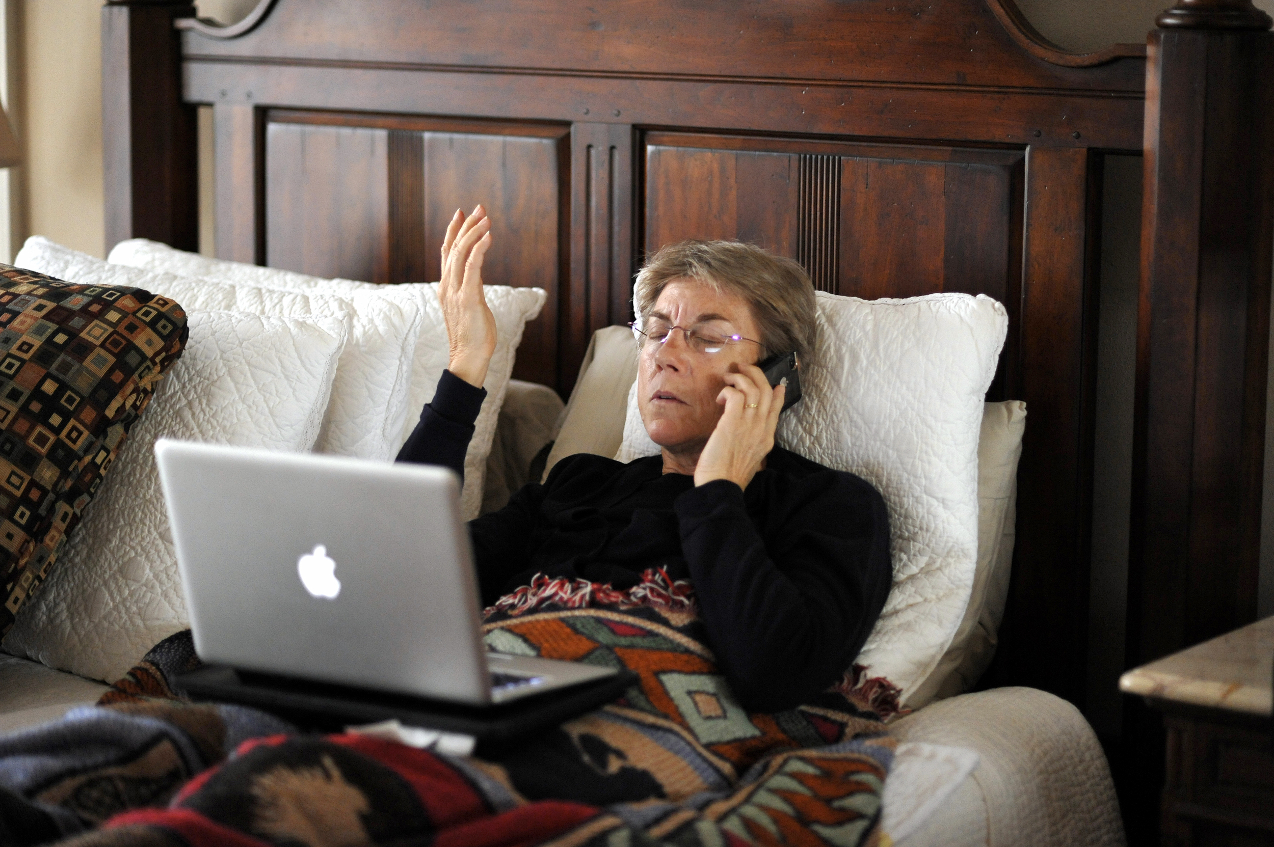 Marty is in bed, but is back at work.