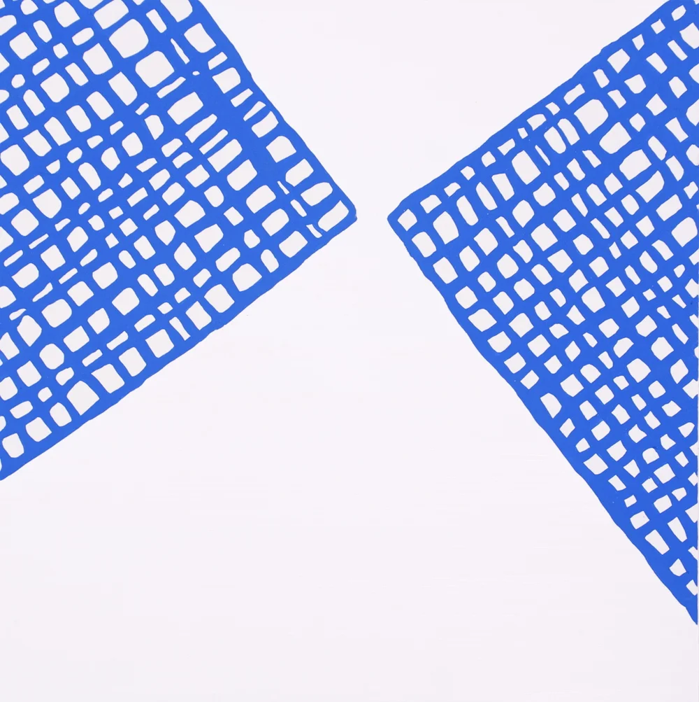 Grid Meet Grid, Flashe and oil on panel, 16"x16", 2014