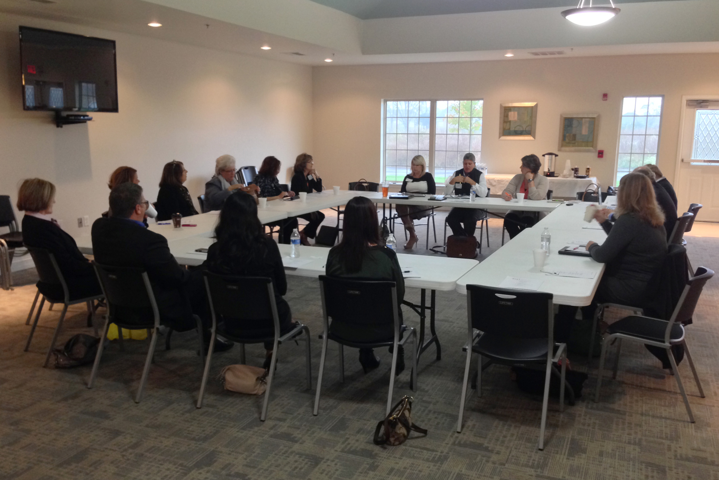  Kim Dodson with the Arc of Indiana &amp; Kelli Waggoner, a lobbyist for INARF, address the group 