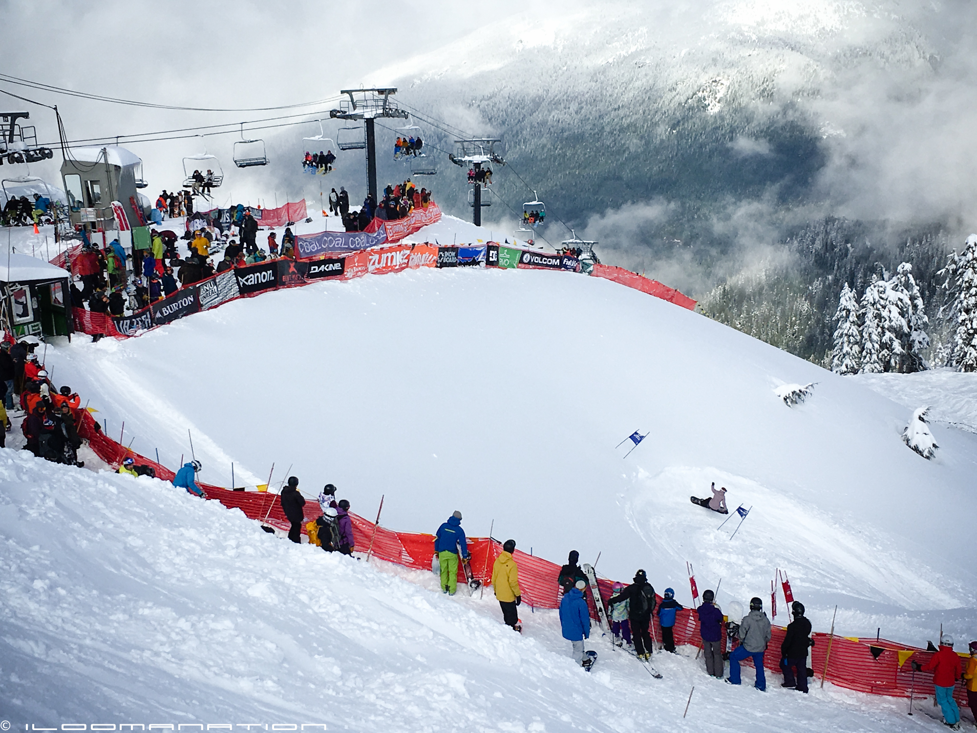 Megan Pischke railing through turn two at the top of the banked slalom course