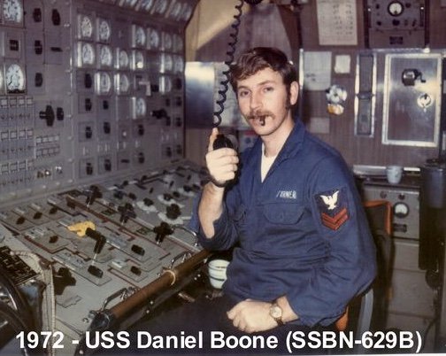  Darrel at the reactor control panel of the USS Daniel Boone Submarine. 