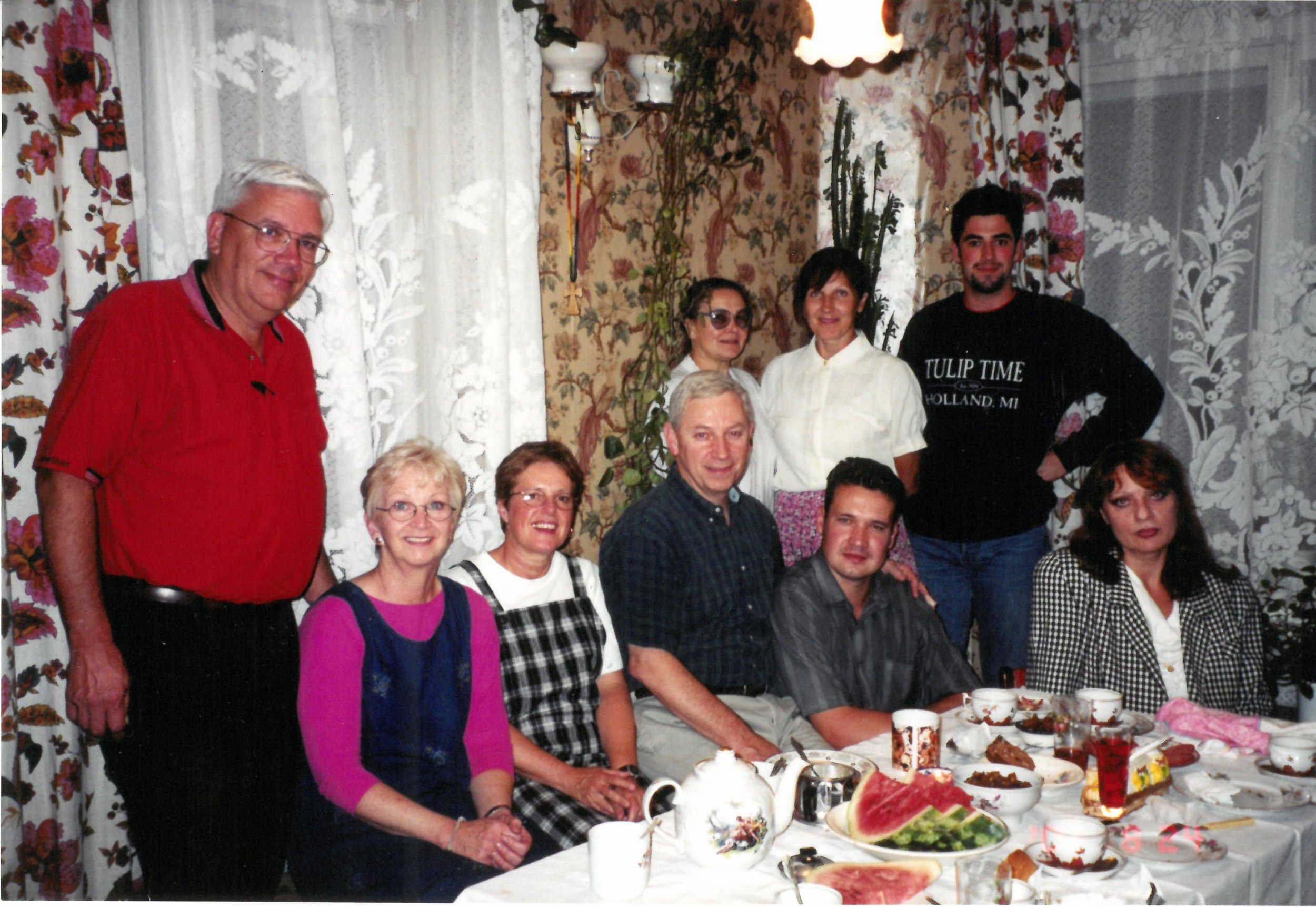  While serving in Russia. L to R, Larry n Bette Johnson, Jane n Darrel Turner, and Russian friends in Vladimir, Russia. 2001. 
