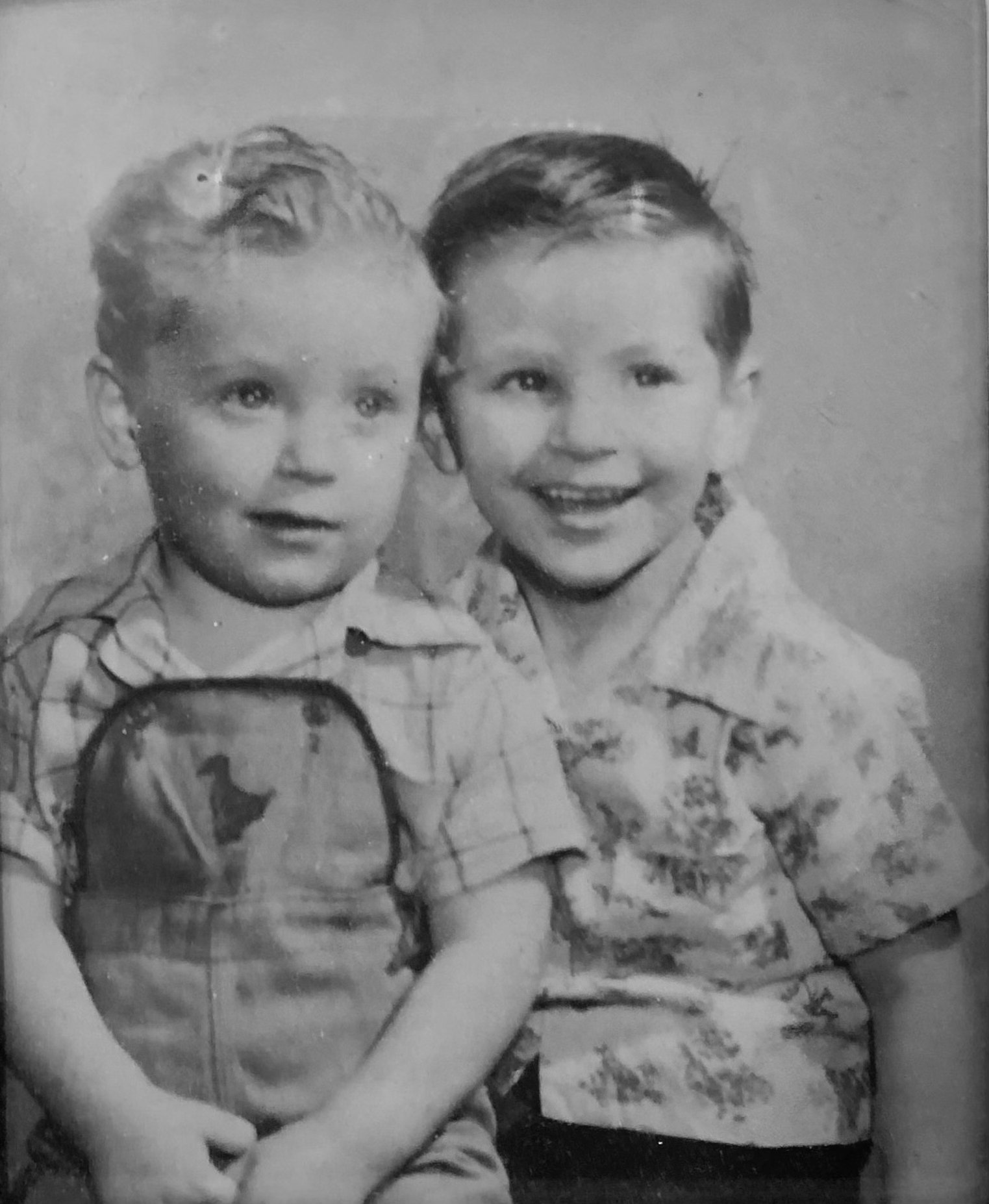  Darrel, 2 years old, and his 4 year old brother, Jim. 1951. 