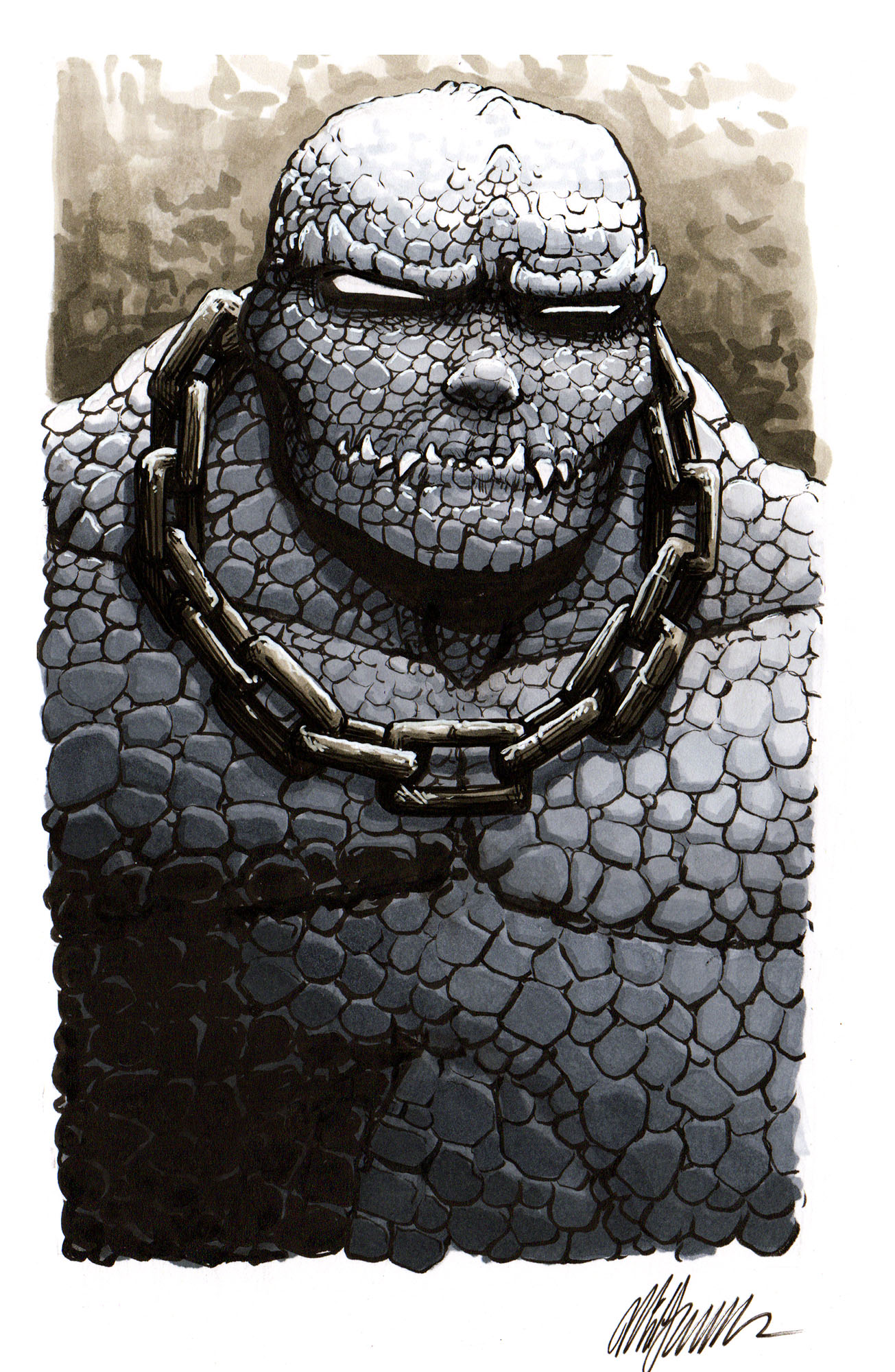 Killer Croc Copic Marker on Bristol SOLD