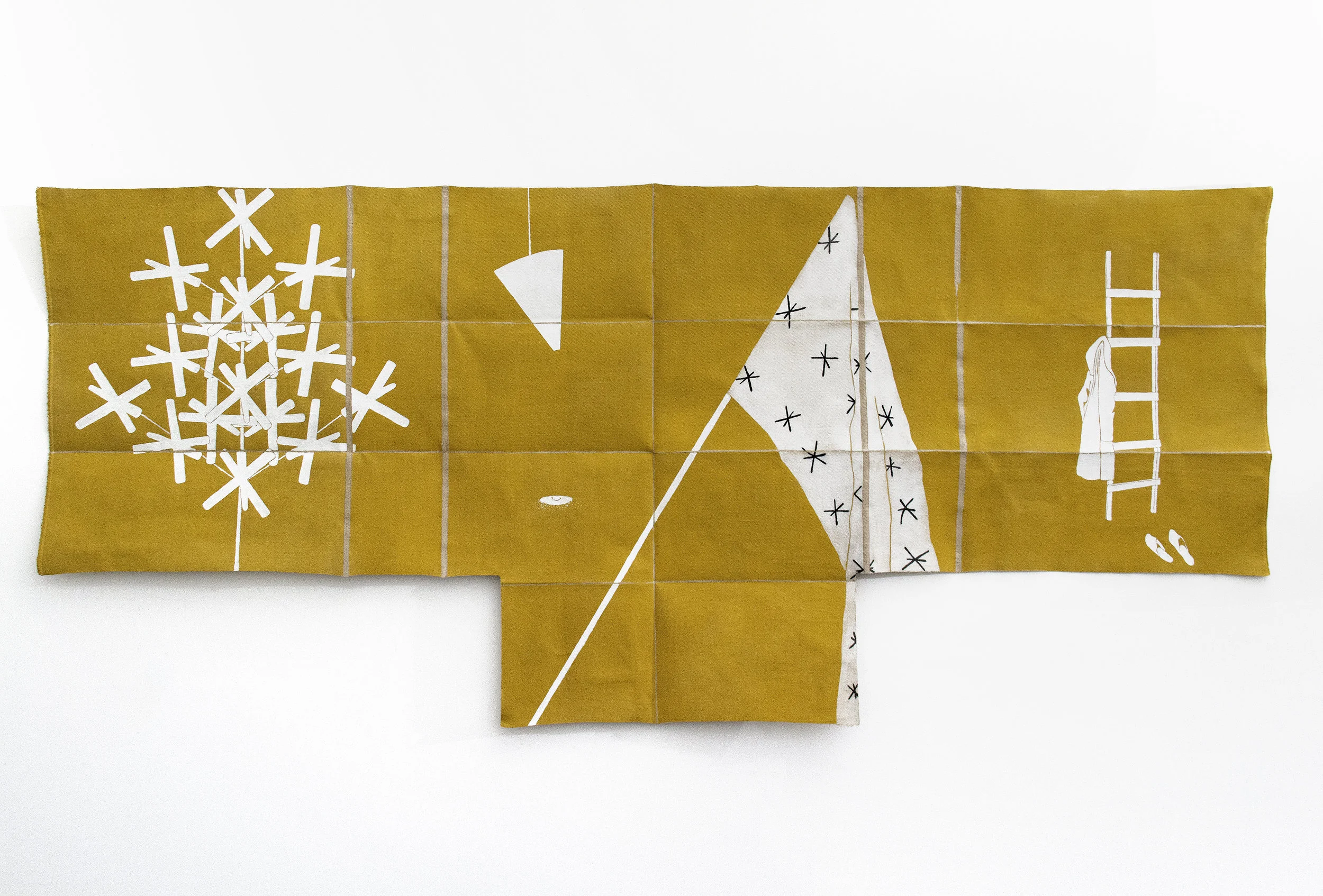 Folded Linen Ladder Flag, Recto, 2018 35.75 x 84 inches Casein on linen