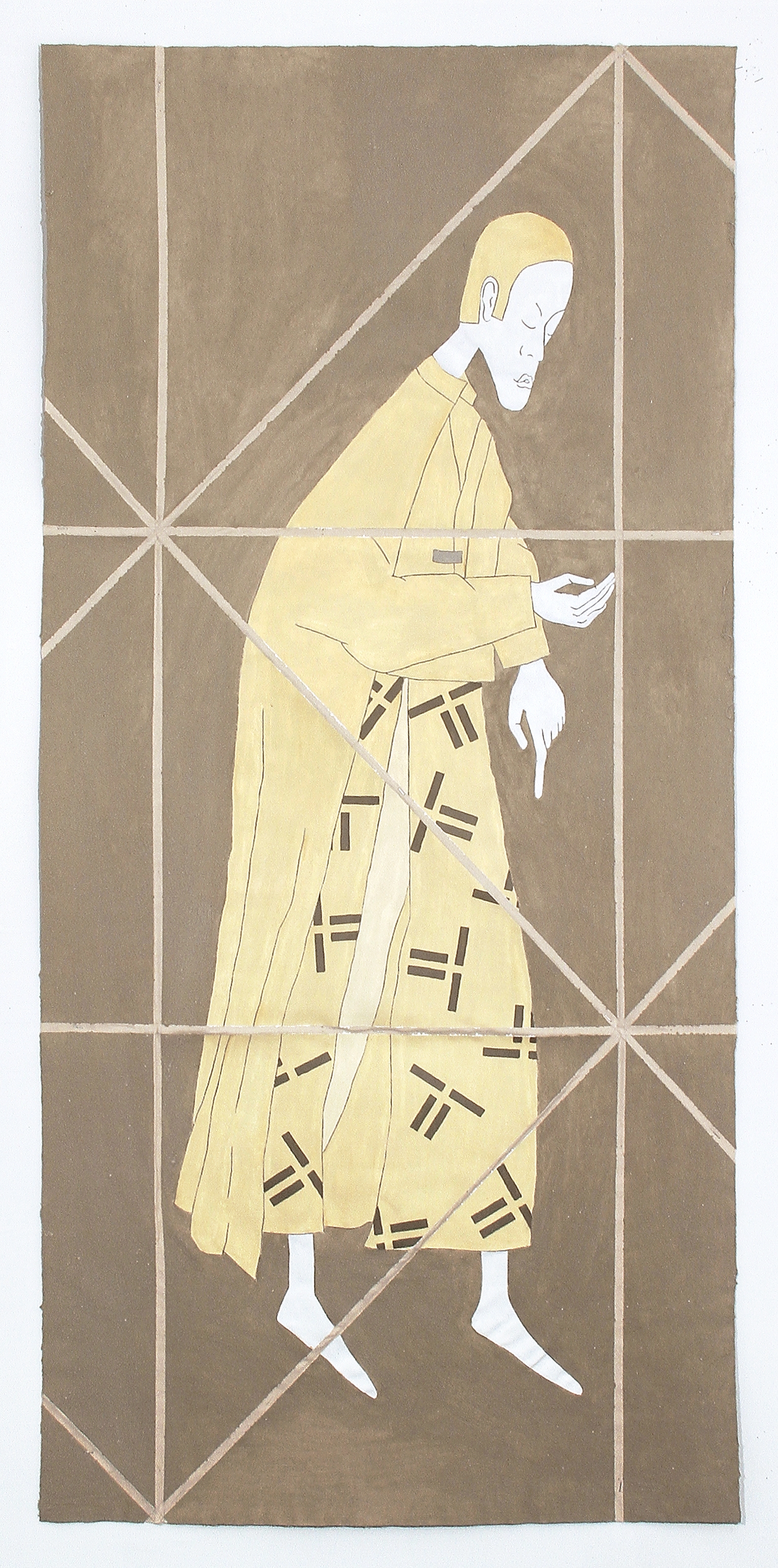 FOW, Commanding Man, Character Study, Side A, 2017 48 x 72 inches Canvas, sand, acrylic, latex, and wax 