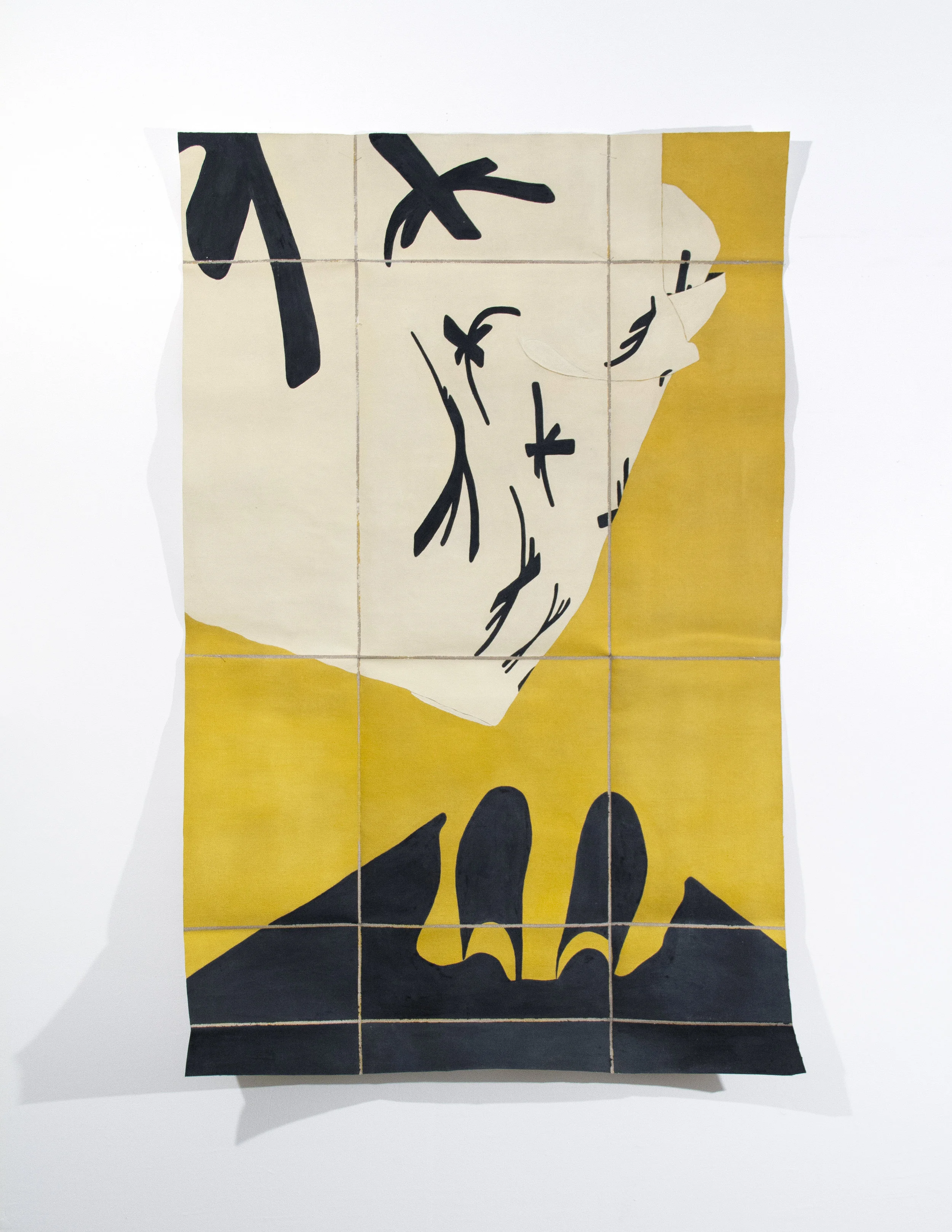 Folded Linen Ladder Flag, Recto, 2018 z 35.75 x 84 inches Casein on linen