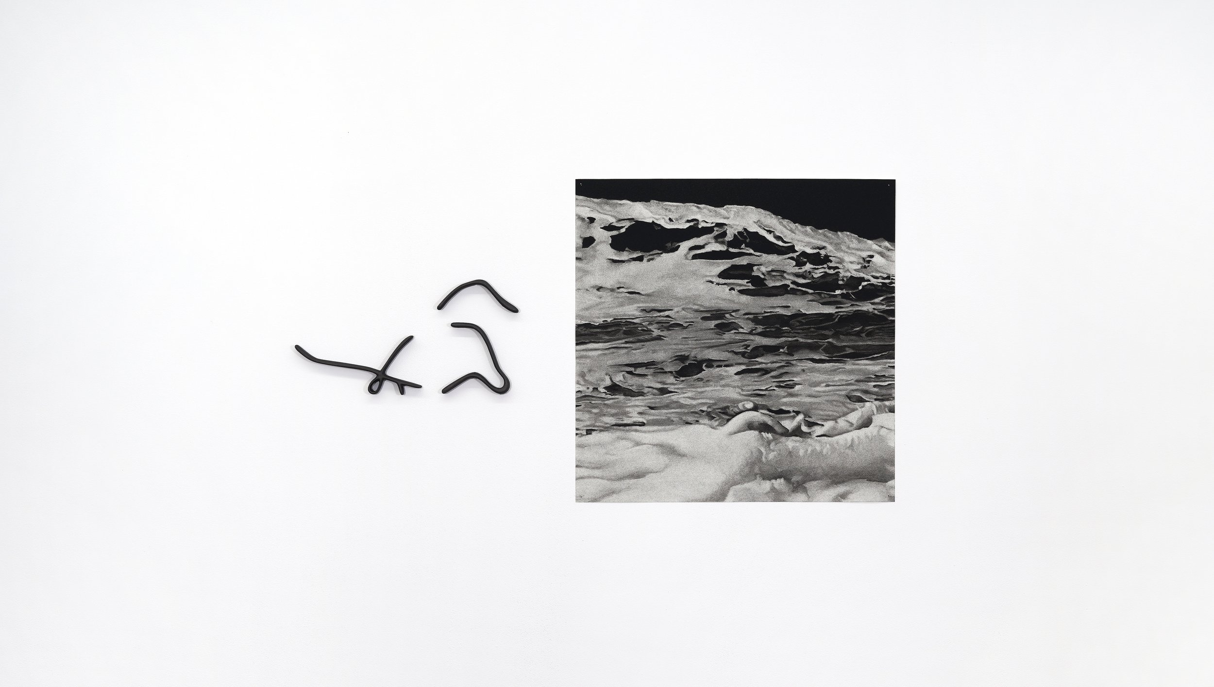   TD 4,  2024  22 x 41 inches Charcoal on paper, acrylic on prepared board 