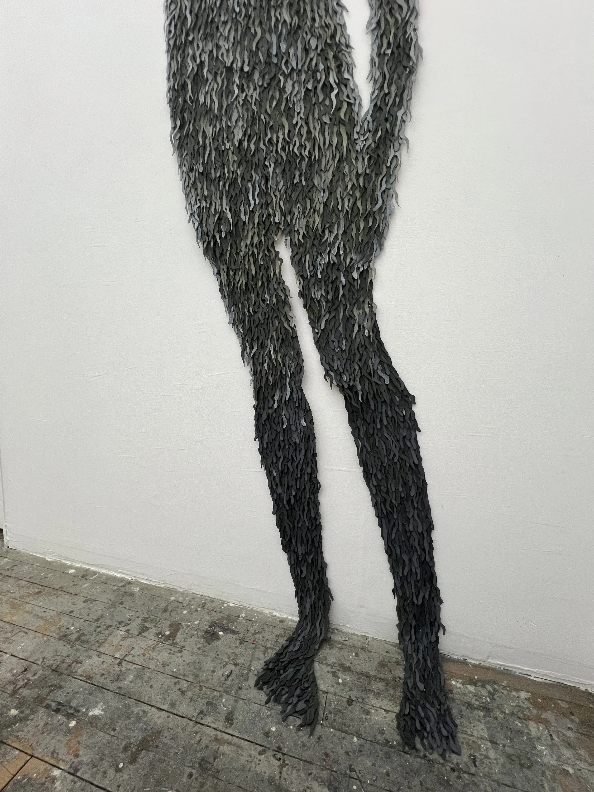   TS 13 (detail),  2025 8 ft × 27 inches Gouache, latex, acrylic on canvas mounted on paper 