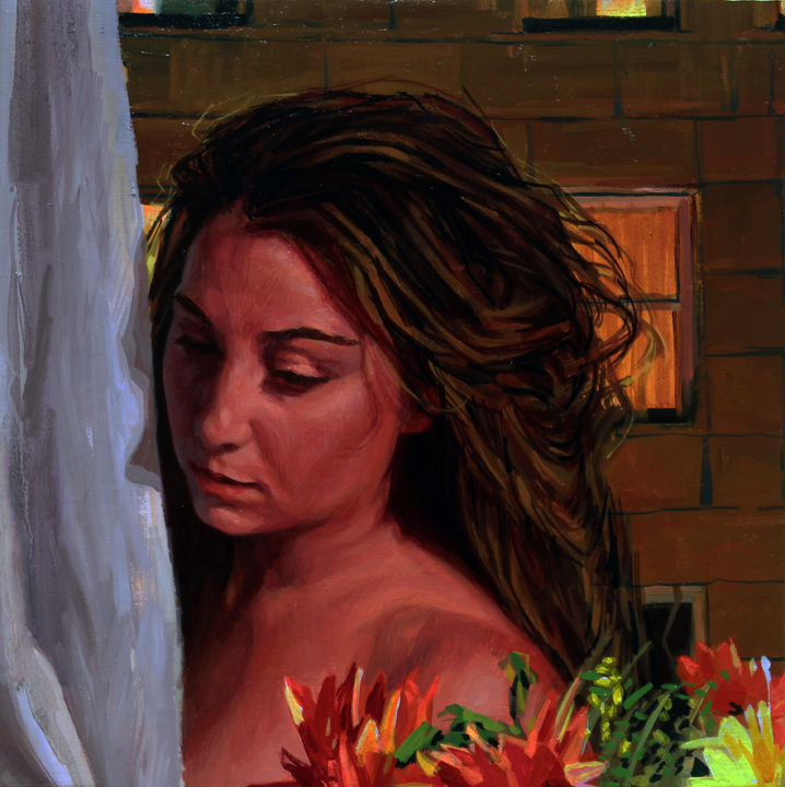 Lucy In the Window With Flowers
