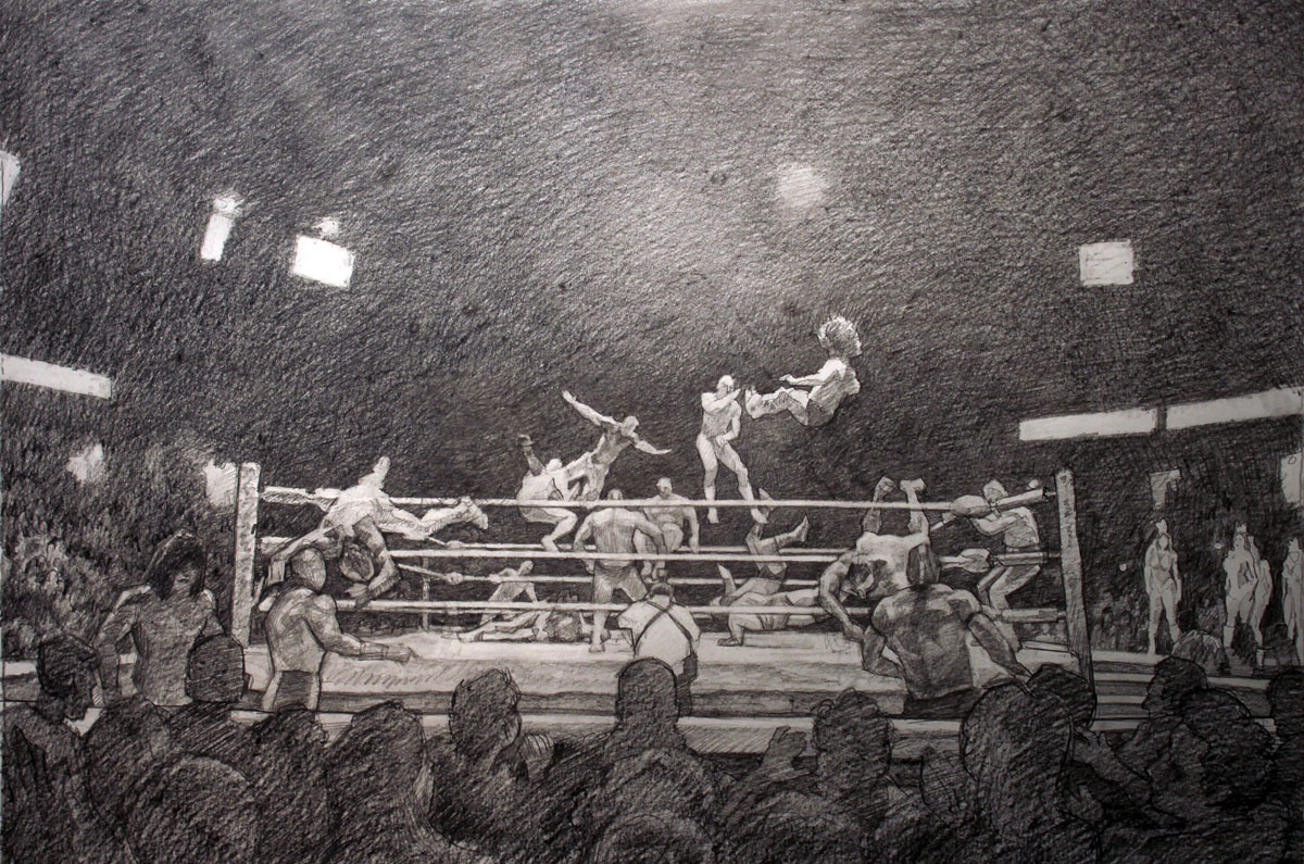 Study for "The Wrestlers, Round 2"