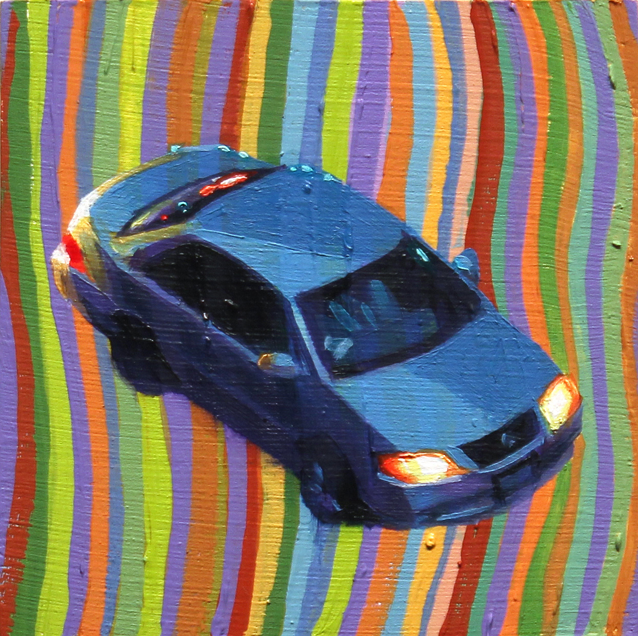  "Blue Car", oil on wood, 4 x4 inches, 2017 