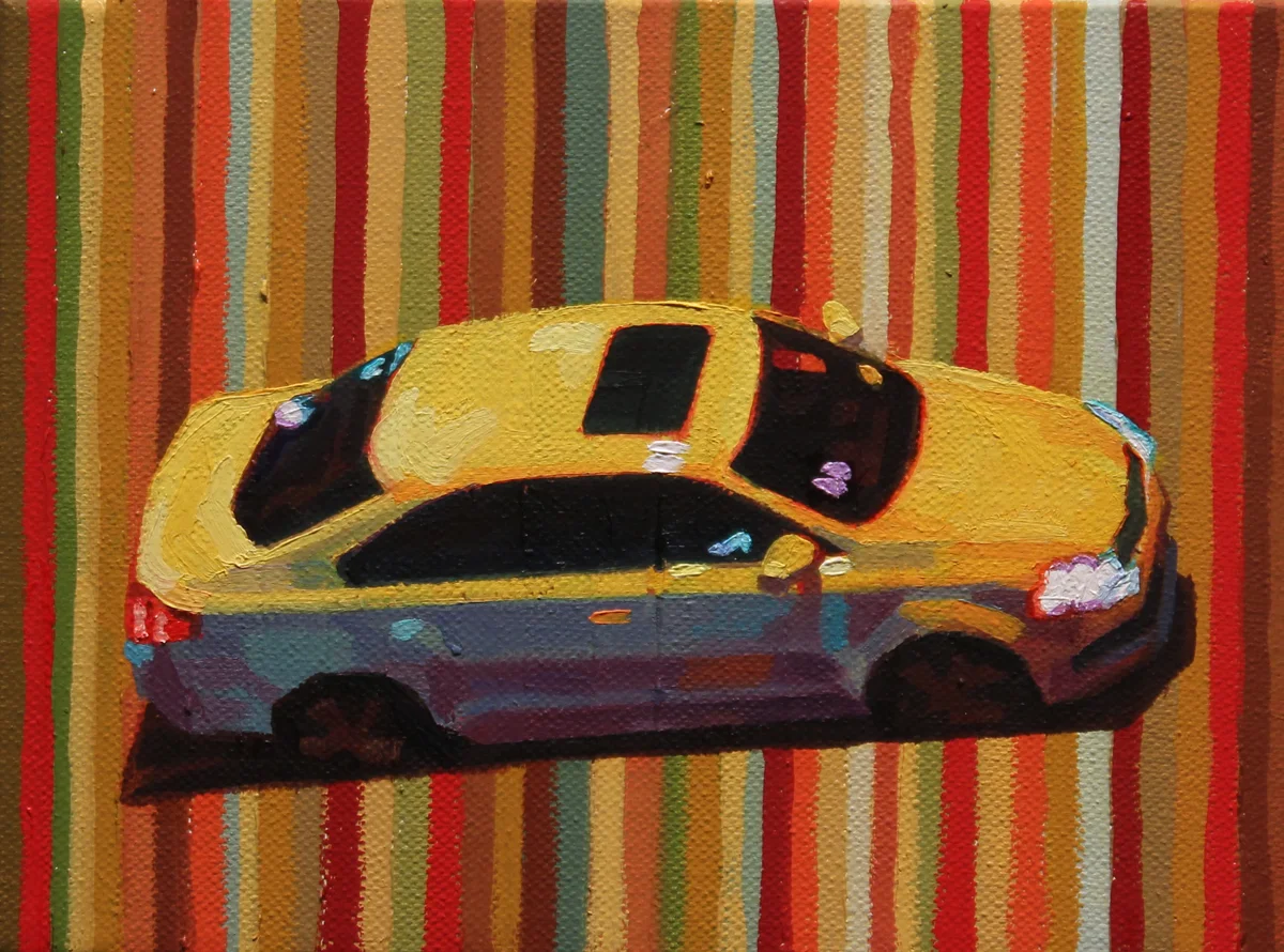 "Yellow Car", oil on canvas, 5 x 7 inches, 2016
