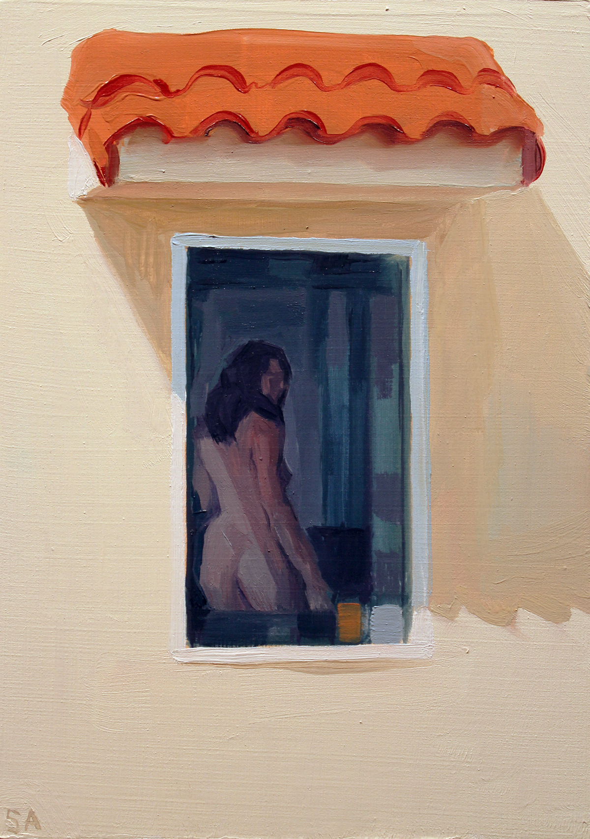 Study for "Noon Moon", oil on wood, 5 x 7 inches, 2017
