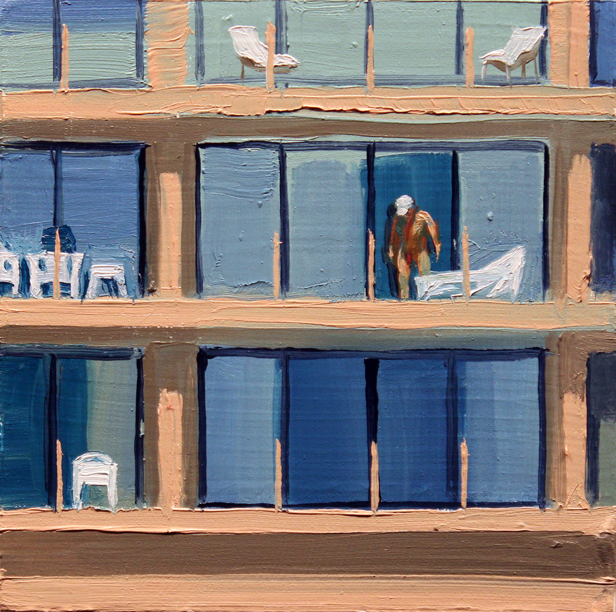  "Manhattan Beach", oil on wood, 4 x 4 inches, 2017 