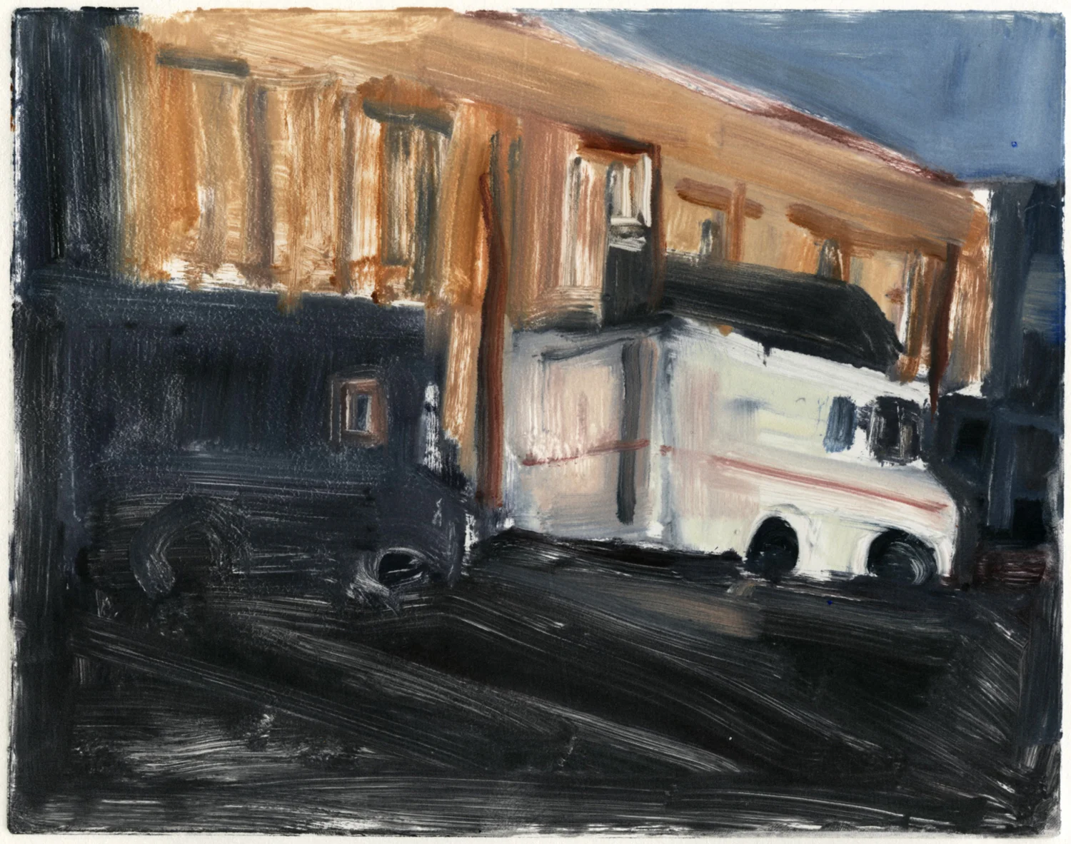   Mail Trucks Downtown,&nbsp; 10" x 8", Monotype 