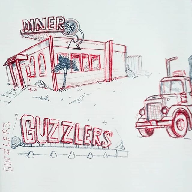 Some environment sketches for an upcoming comic!
.
.
.
.
.
.
.
#comics #comix #trucker #truckstop #openroad #route66 #route666 #abandoned #composition #drawingstudy  #drawing #coloredpencil #instart #artistofinstagram #chicagoartists #art