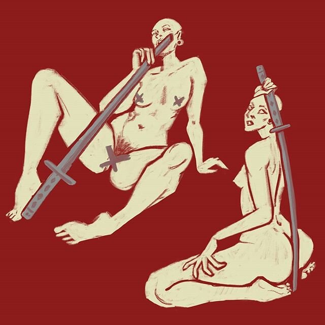 Some incredible poses from @grotesqueburlesque .
.
.
.
.
.
.
.
#katana #sword #badass #badasswomen #femmefatale #figuredrawing #figure #digitalpainting #artiststudy #design #instart #artistsofinstagram #chicagoartists #art