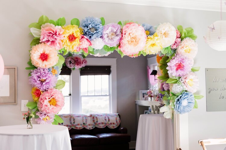 tissue paper flower party arch