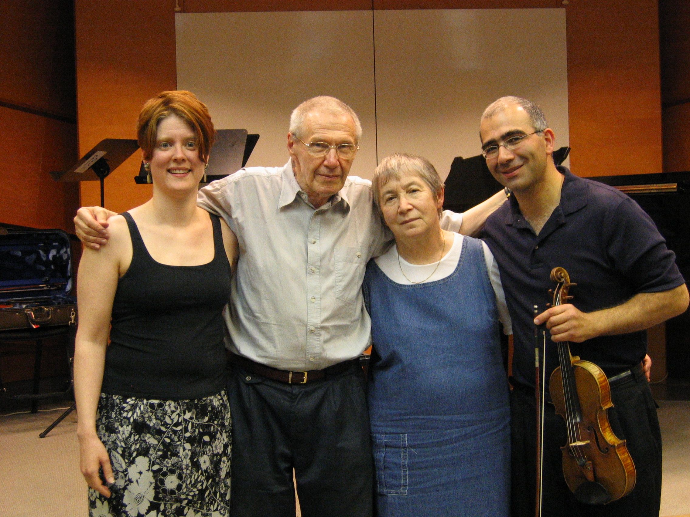  Following the masterclass on&nbsp; Kafka Fragments&nbsp; in Budapest, June 2004. TA, György &amp; Márta Kurtág, Movses Pogossian. 