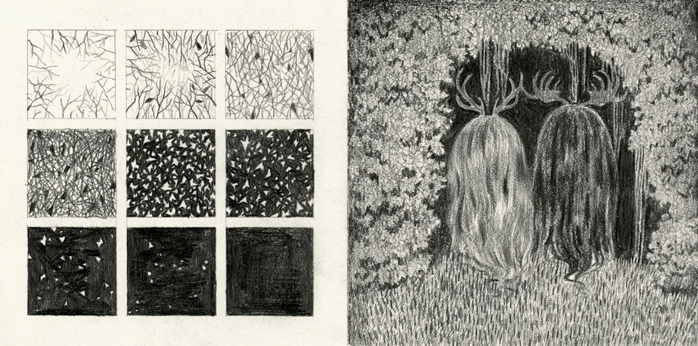  8"x16", pencil on paper, 2012  Entrance/Exit is the (New Telant) winner of AOI Illustration Awards in Books category. 