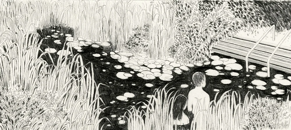  8"x16", pencil on paper, 2012  Entrance/Exit is the (New Telant) winner of AOI Illustration Awards in Books category. 