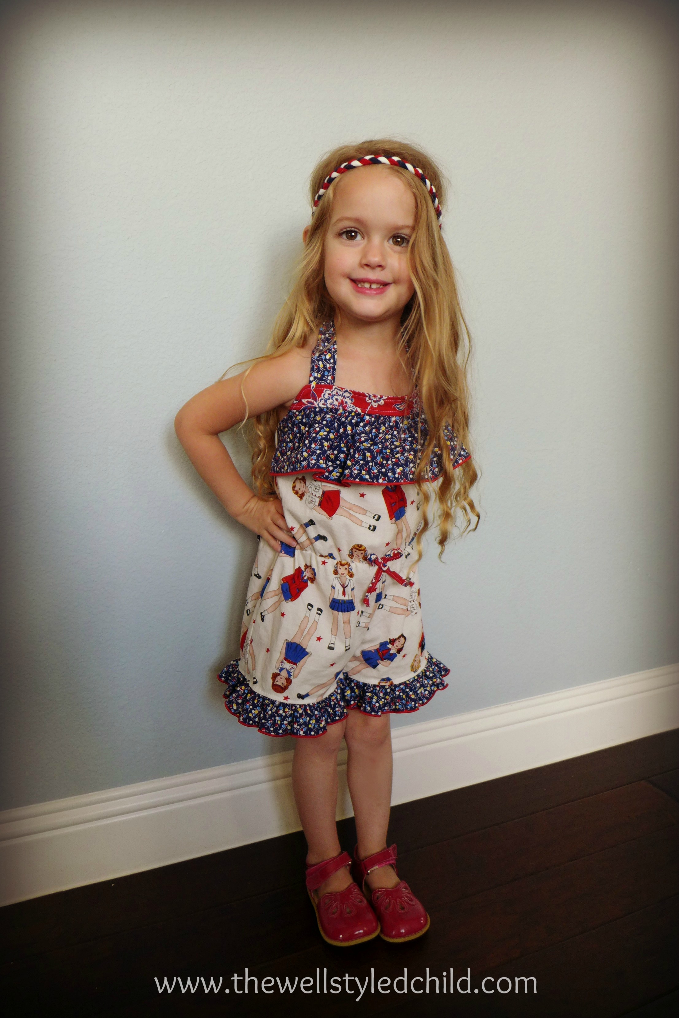 Adorable romper by Baby Love N More, Persnickety Honor Headband, Livie and Luca Petals 
