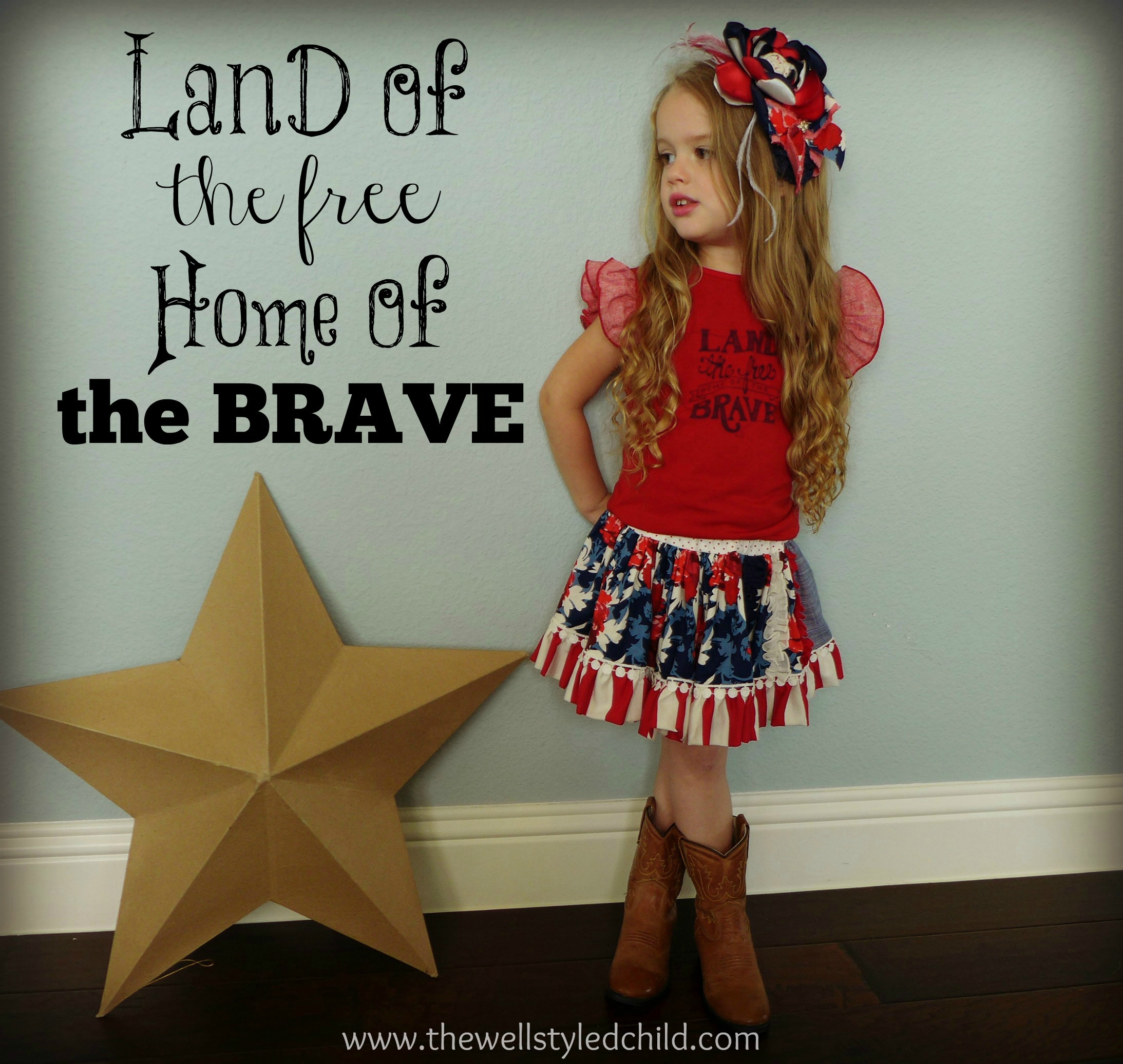 I apologize in advance for the sheer number of photos in this outfit. Against my blue walls, it photographed SO beautifully!!!!! Land of the Free Flutter Tank with Reversible Skirt, Firework Headband 