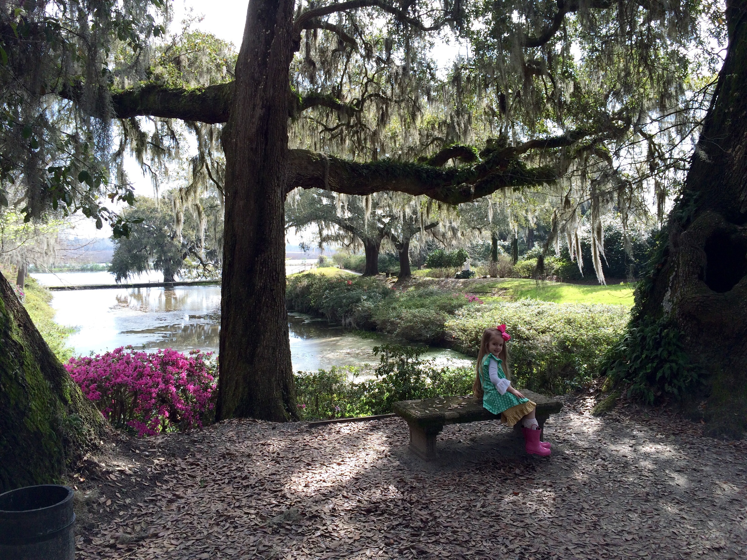 Isn't this place breathtaking?! Many scenes from the movie The Notebook were filmed at neighboring Boone Plantation. Side Note-- Holiday is wearing the Matilda Jane Tulip Pearl from the current collection in this photo! 